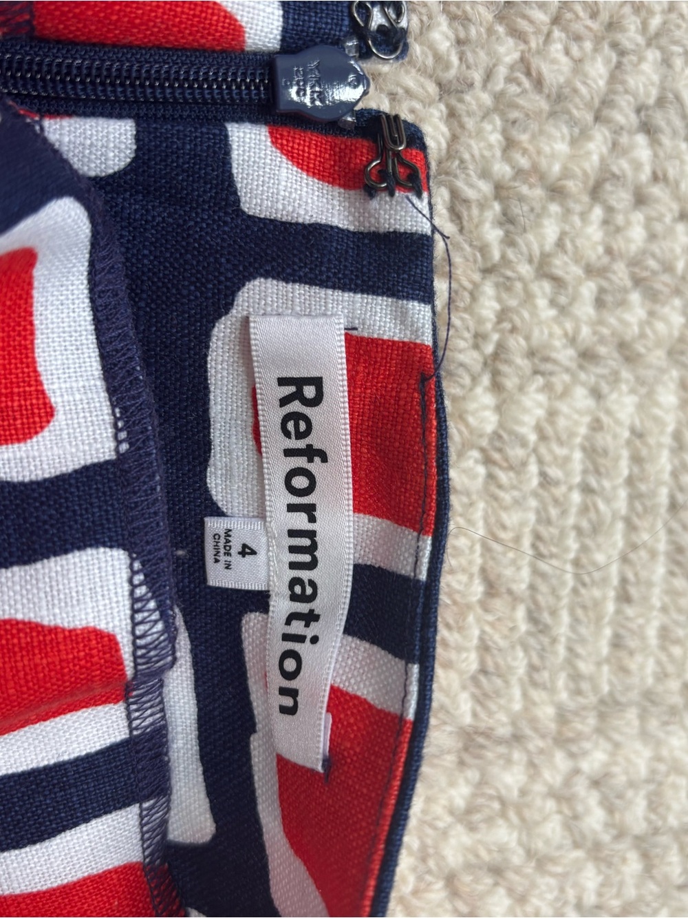 Reformation Navy, Red and White Geometric 2 piece set - Picture 2 of 3